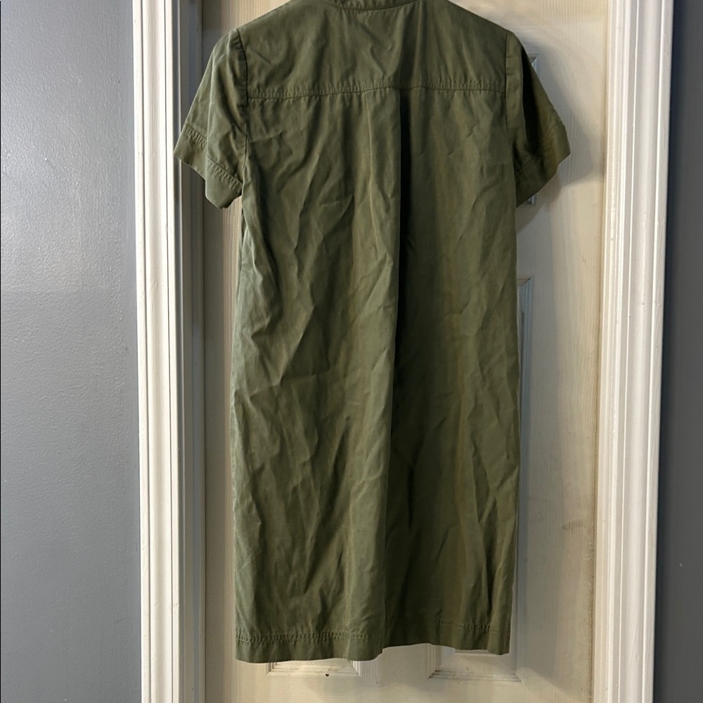 J. Crew Factory Khaki Green Mini Dress Minimalist Style Vacation Wear - Picture 9 of 10
